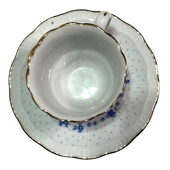 Bell Epoque China Tea Cup & Saucer Set of 4 Blue Corn Flowers Porcellane Macroni - Picture 3 of 6